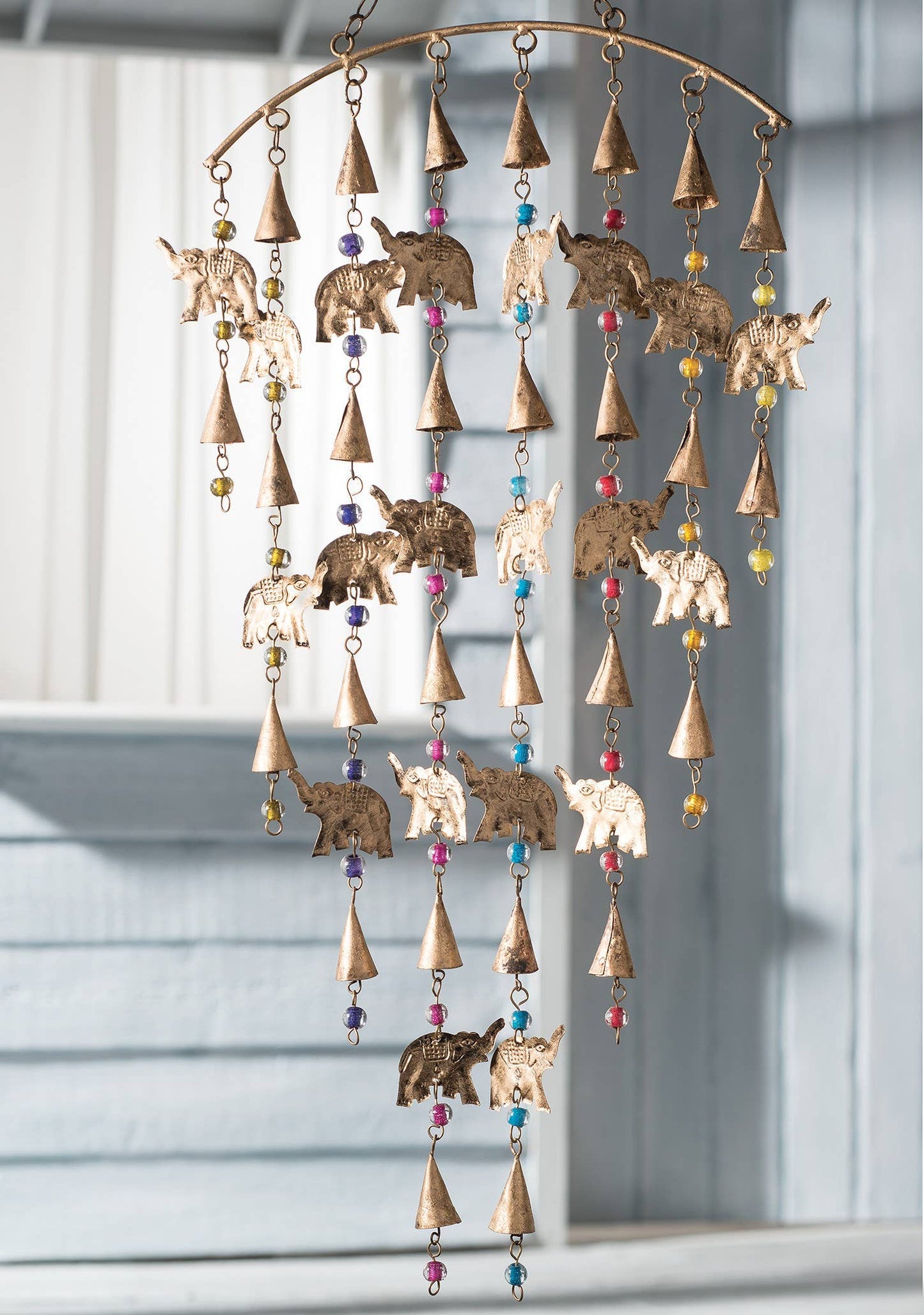 Elephant Windchime Mobile With Mixed Beads