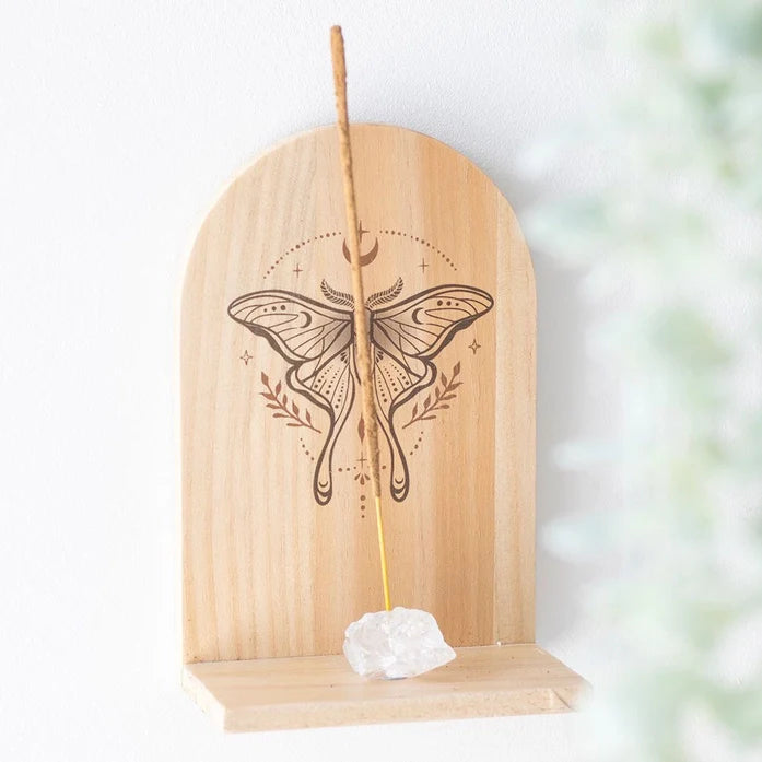 Luna Moth Wooden Incense Holder Shelf
