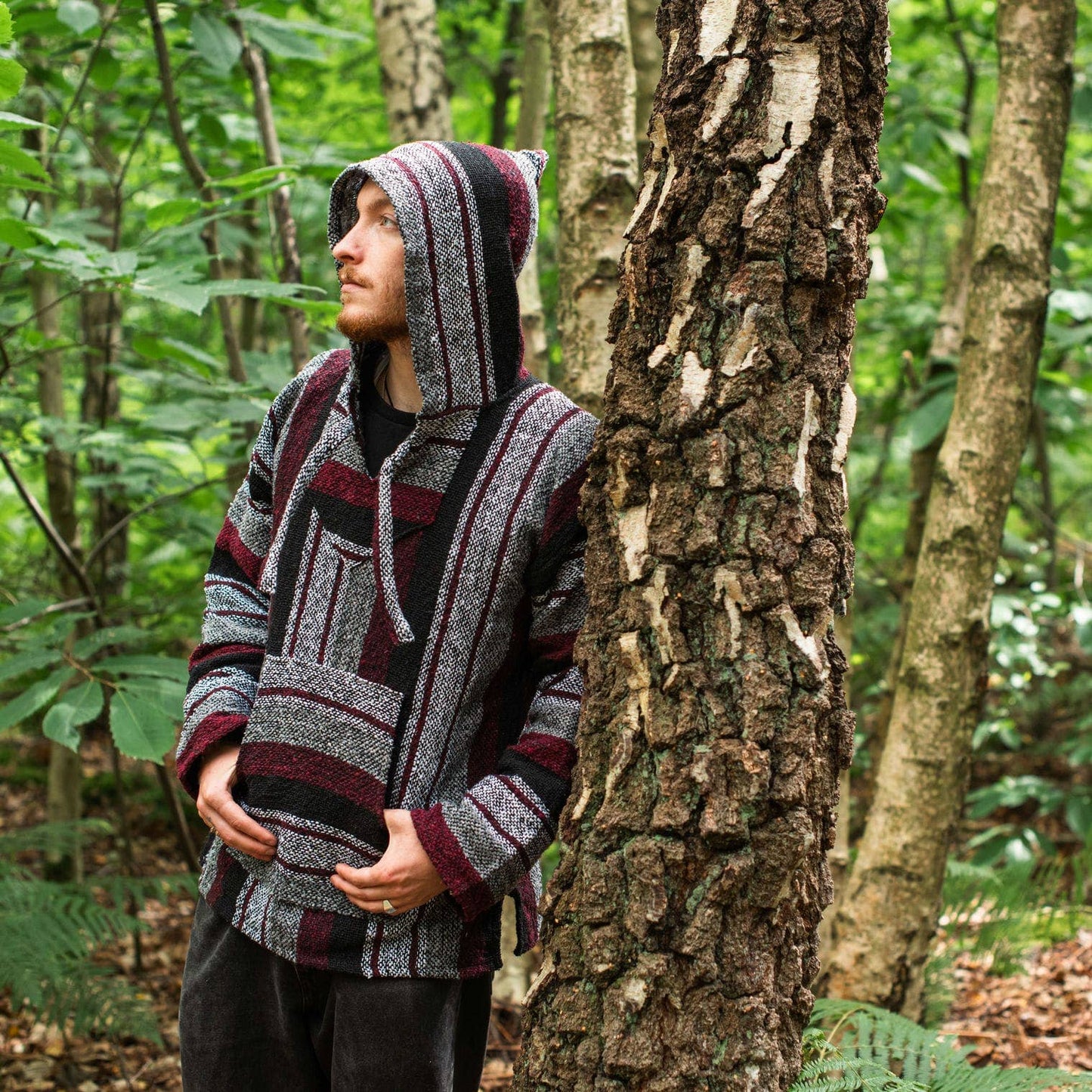 Baja Hoodie - Maroon Black and White