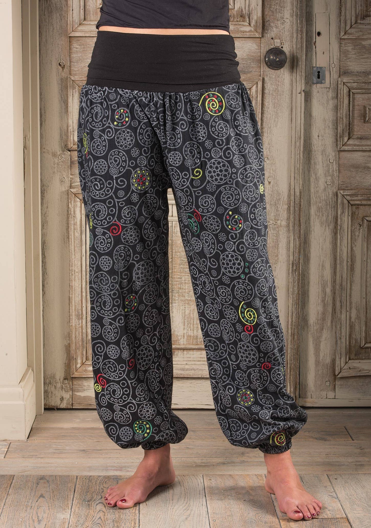Embroidered Cotton Jersey Harem Trouser: Small/Medium(SM)