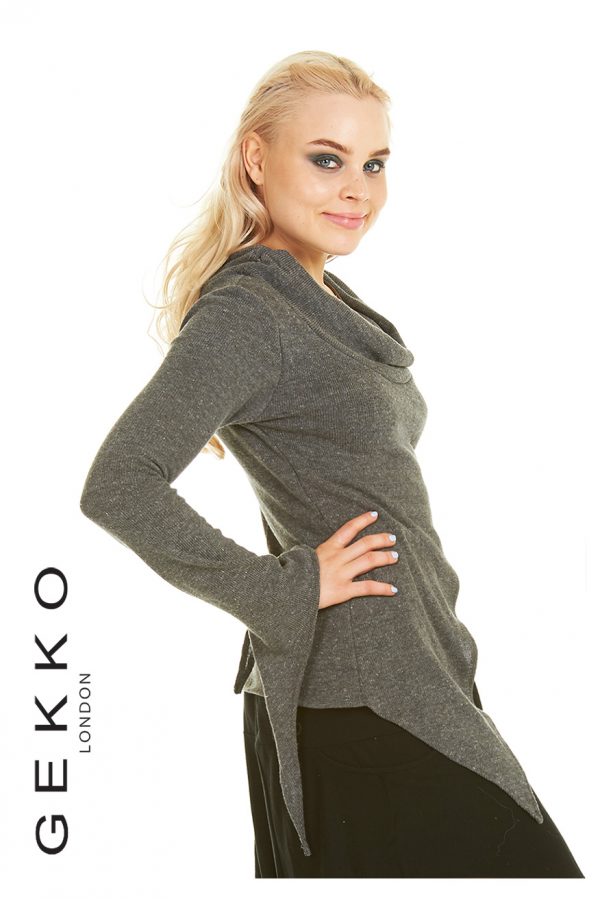 Crossover top with turtle neck