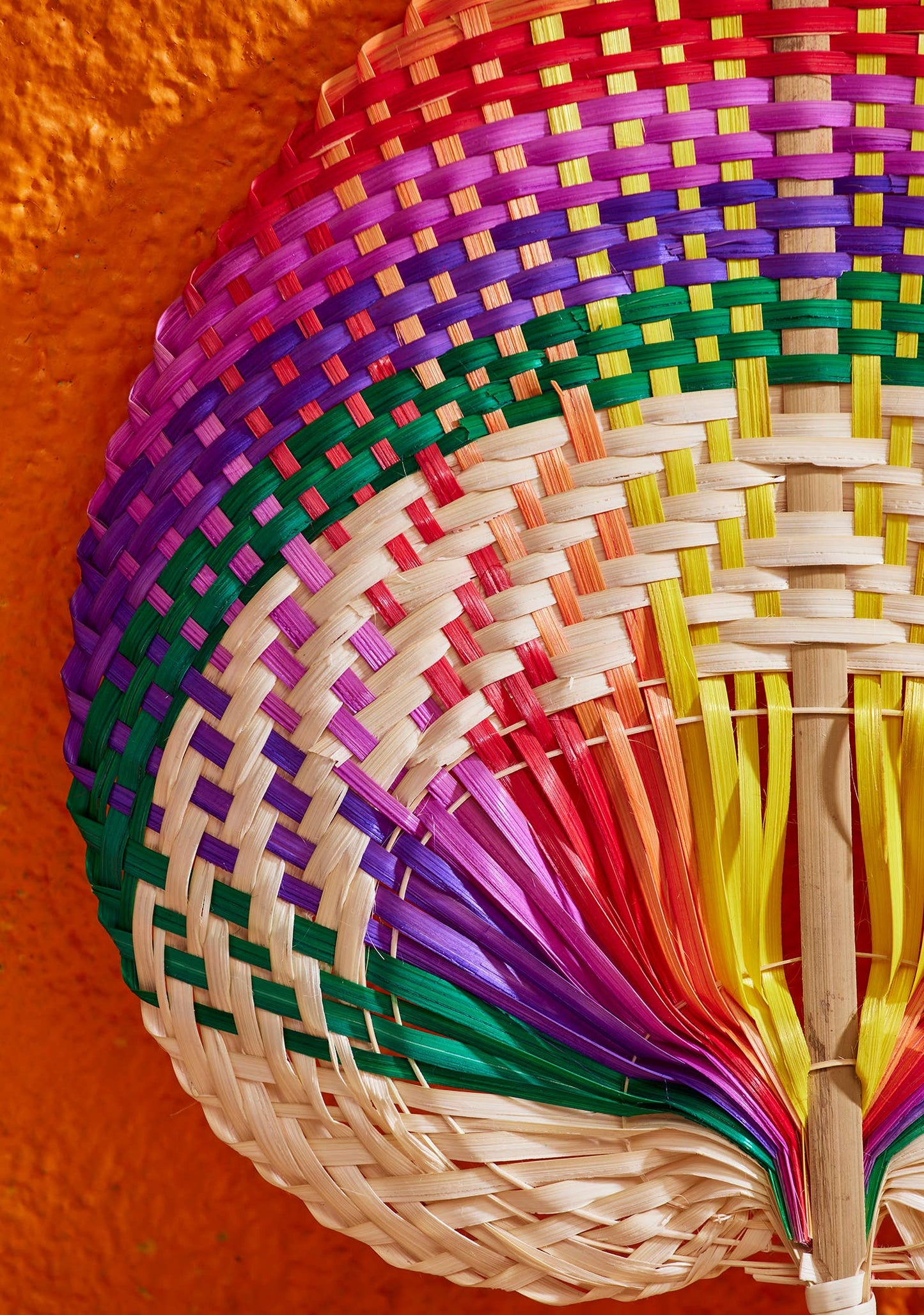 Bamboo Fan Rainbow Stripe