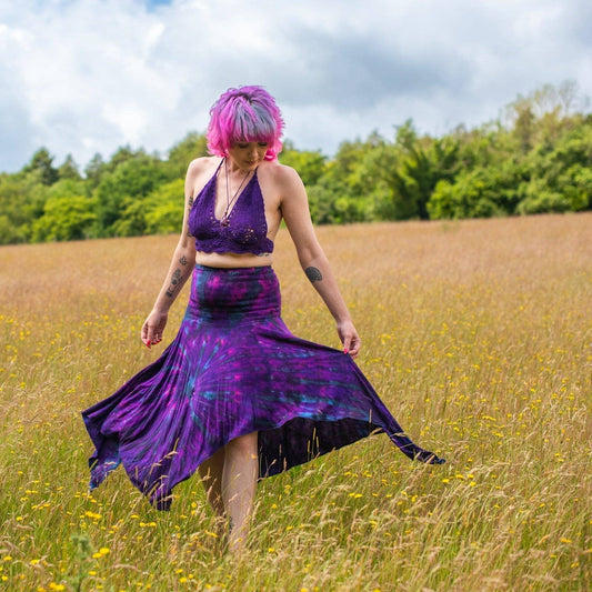 Tie Dye Festival Pixie Dress Skirt: Purple