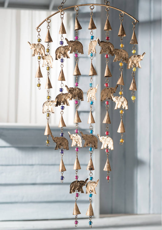 Elephant Windchime Mobile With Mixed Beads
