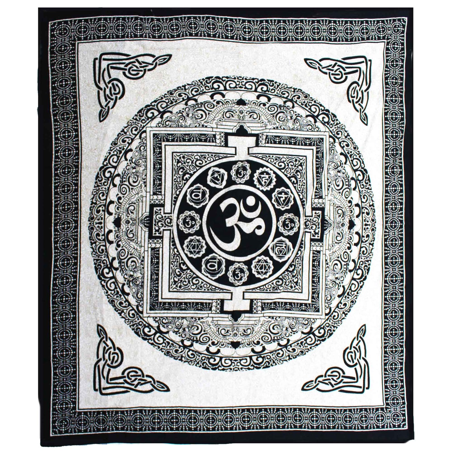 Double Bedspread/Wall Hanging - Mono - OM Mandala