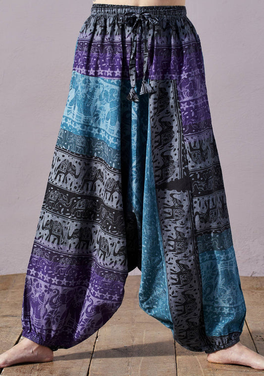 Elephant Print Aladdin Trouser - Freesize: Turquoise(TQ)