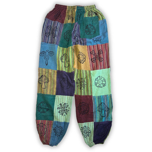 Patchwork Pants – Nomad Sari Collection: Nomad Sari Pants - Green Tones (110x120cm) L/XL