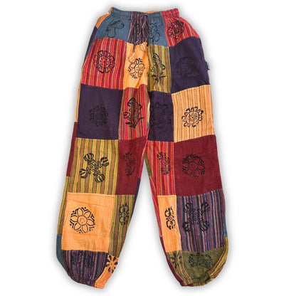 Patchwork Pants – Nomad Sari Collection: Nomad Sari Pants - Orange Tones (110x120cm) L/XL