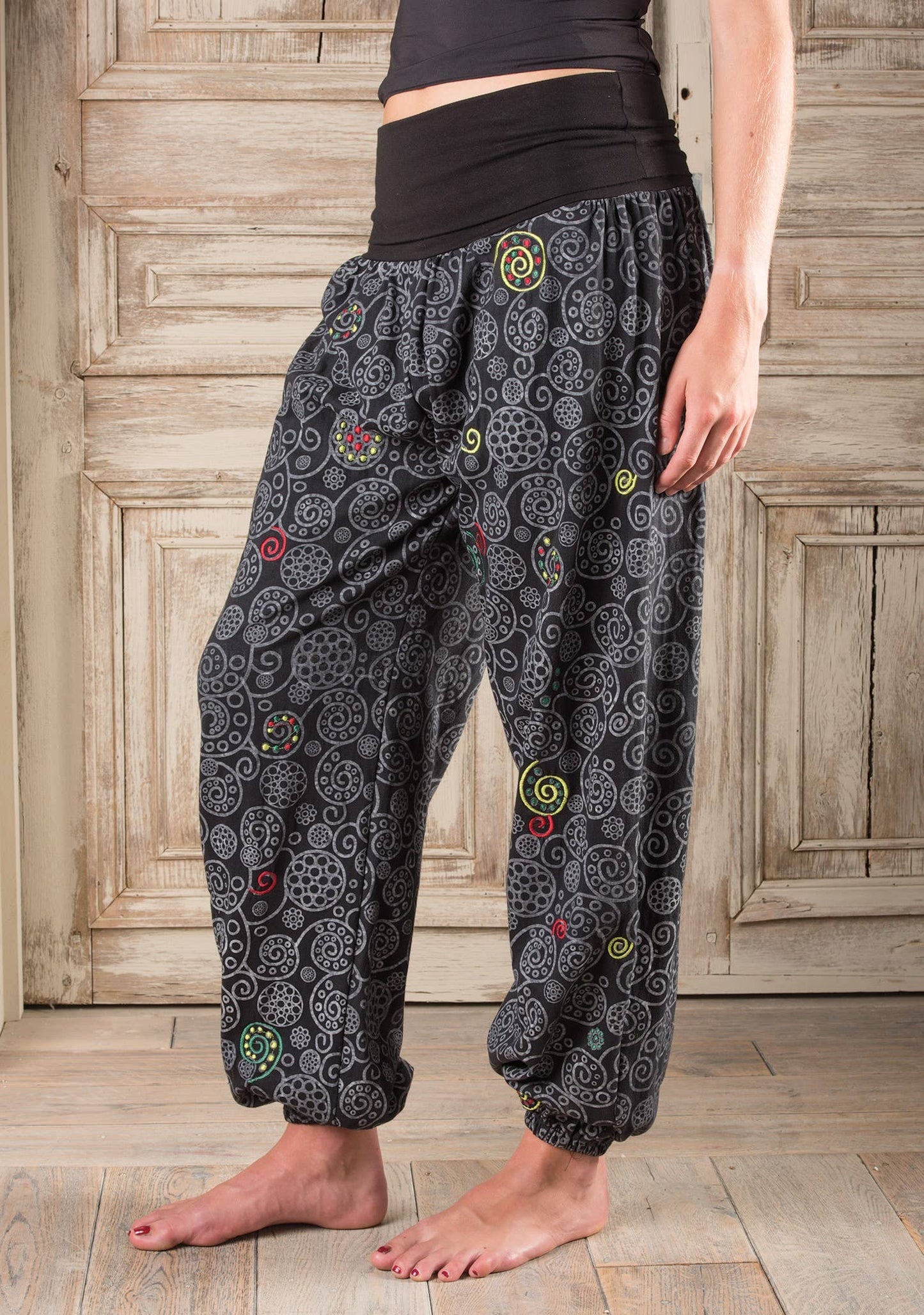 Embroidered Cotton Jersey Harem Trouser: Small/Medium(SM)