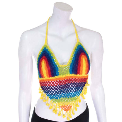Tassel Crochet Bralette Top: White