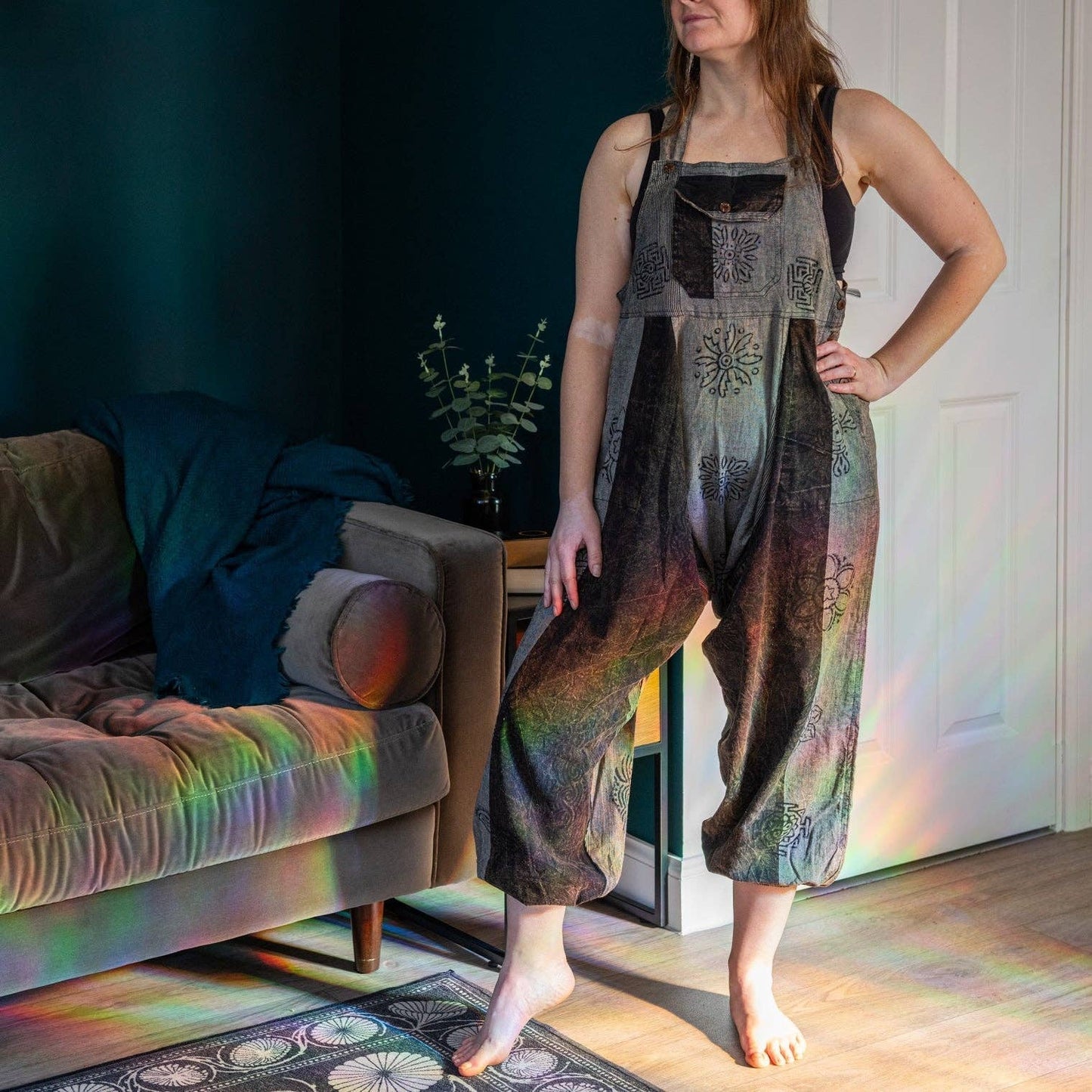 Block Print Harem Dungarees