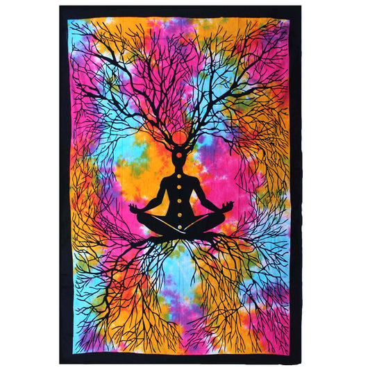 Single Bedspread/Wall Hanging - Yoga Tree