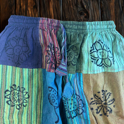 Patchwork Pants – Nomad Sari Collection: Nomad Sari Pants - Green Tones (110x120cm) L/XL