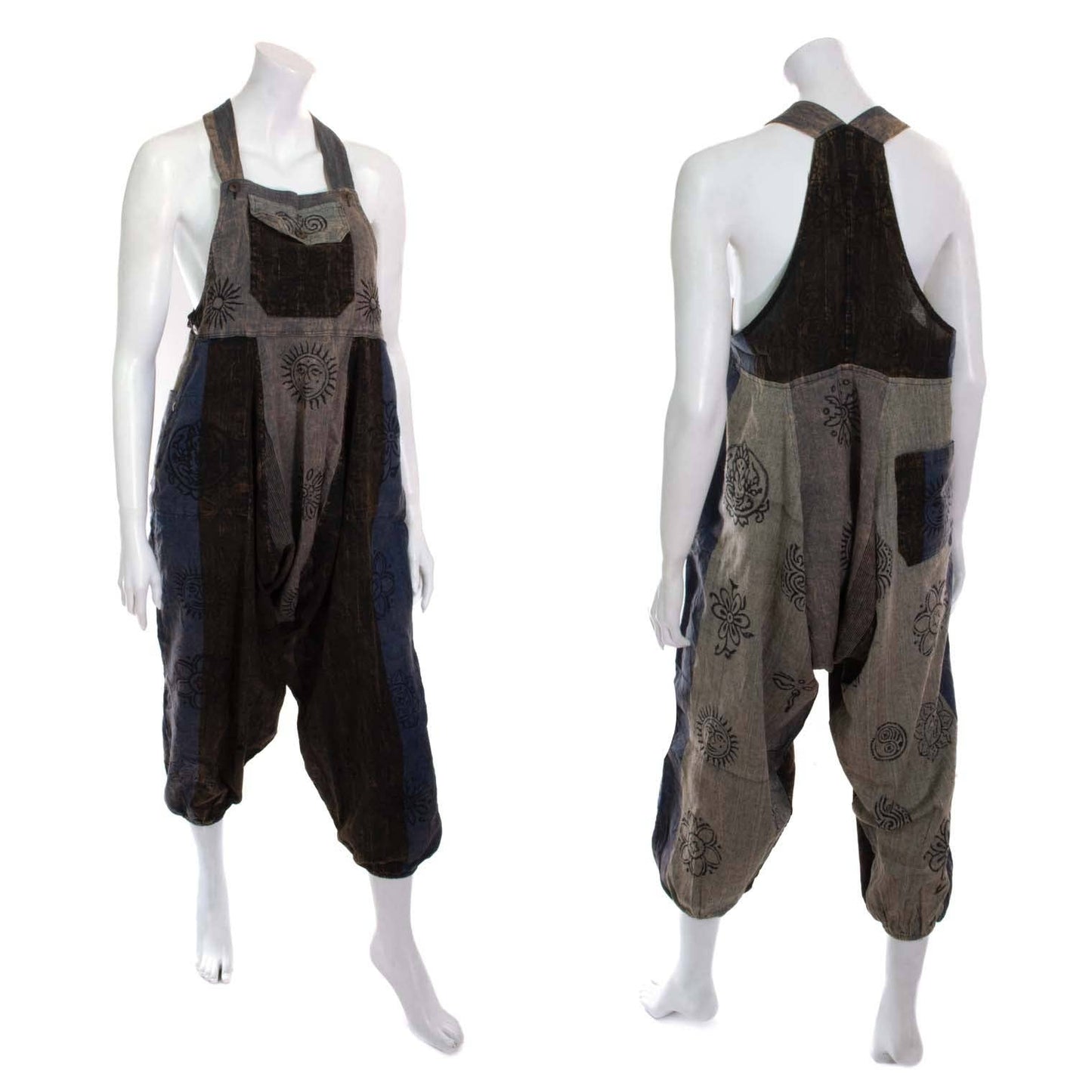 Block Print Harem Dungarees