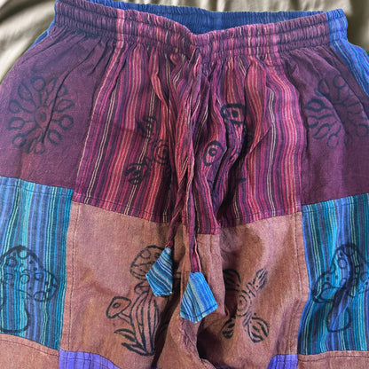 Patchwork Pants – Nomad Sari Collection: Nomad Sari Pants - Purple Tones (110x120cm) L/XL