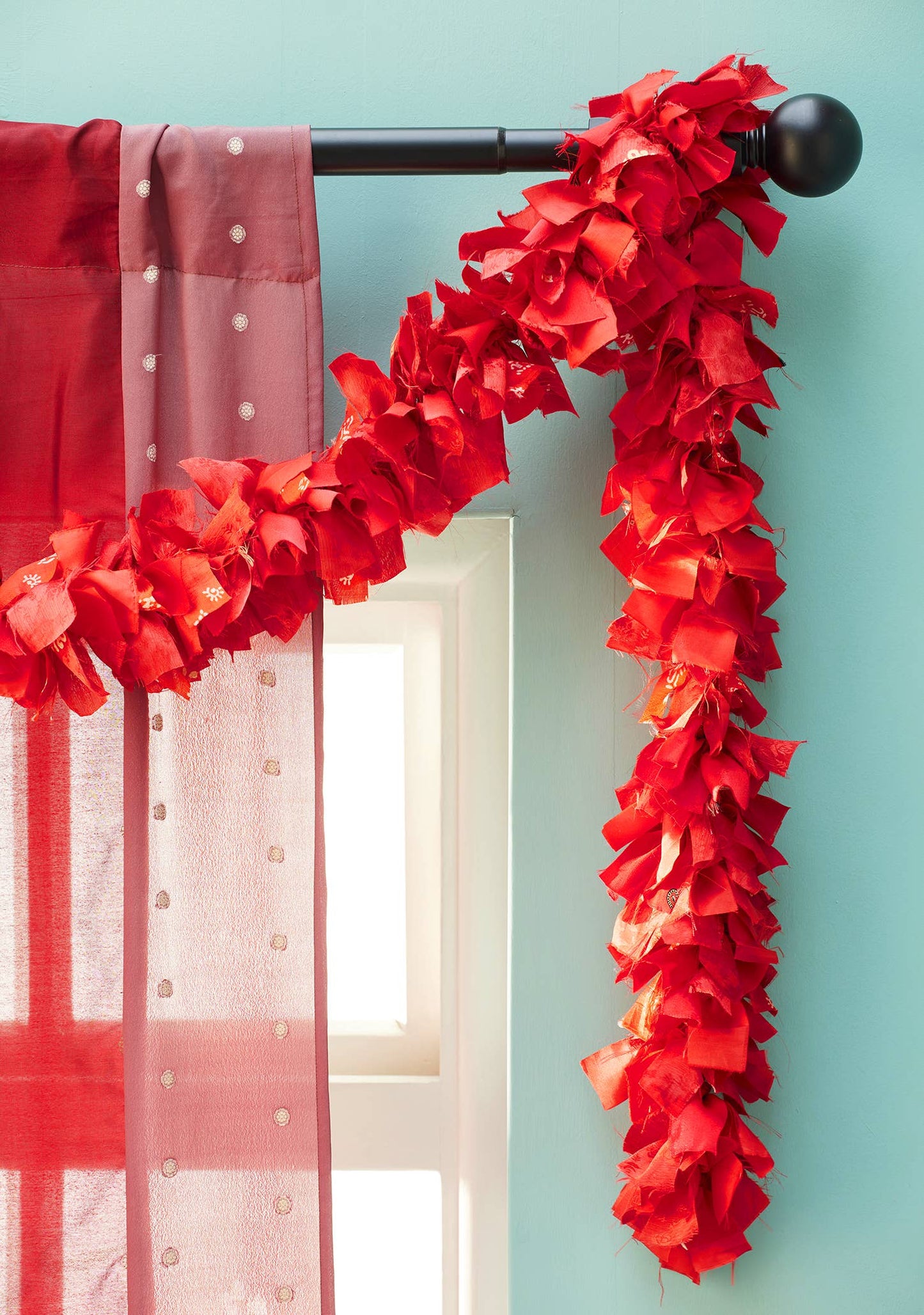 Recycled Sari Eco Tinsel/Garland - Red