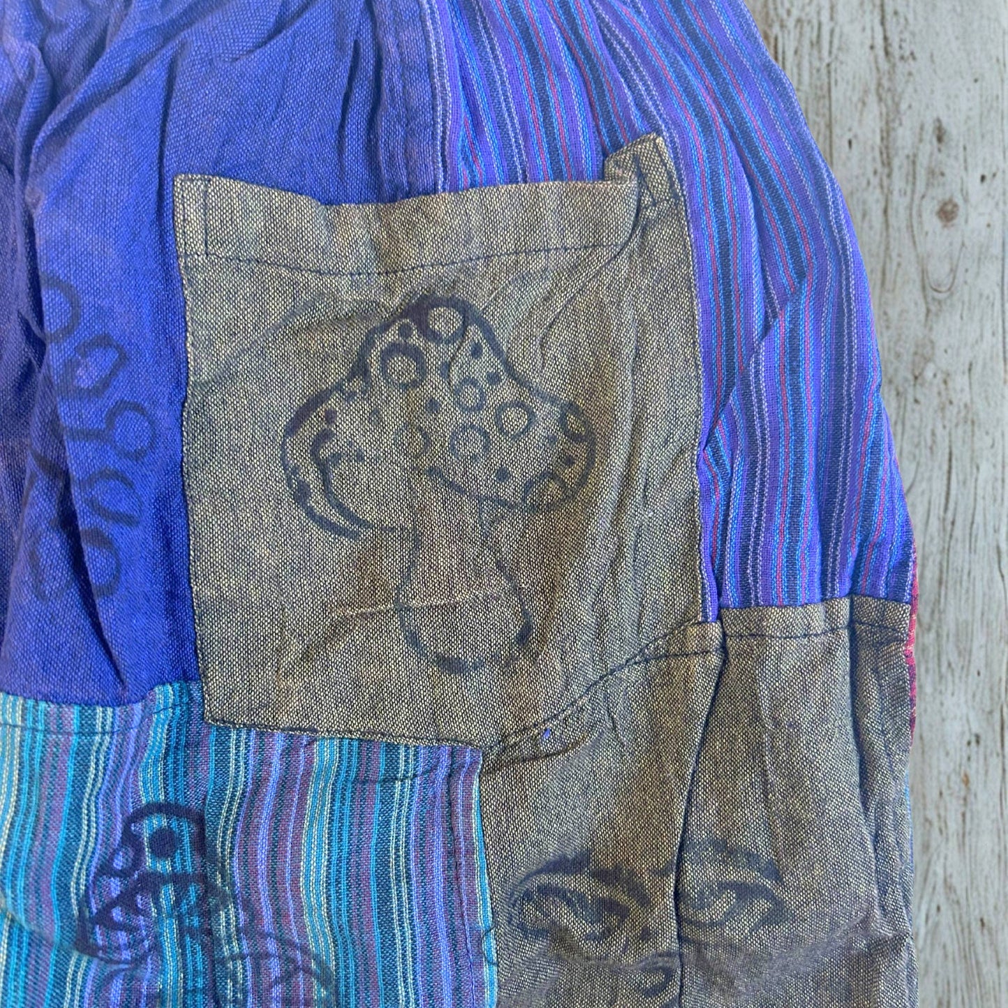 Patchwork Pants – Nomad Sari Collection: Nomad Sari Pants - Purple Tones (110x120cm) L/XL