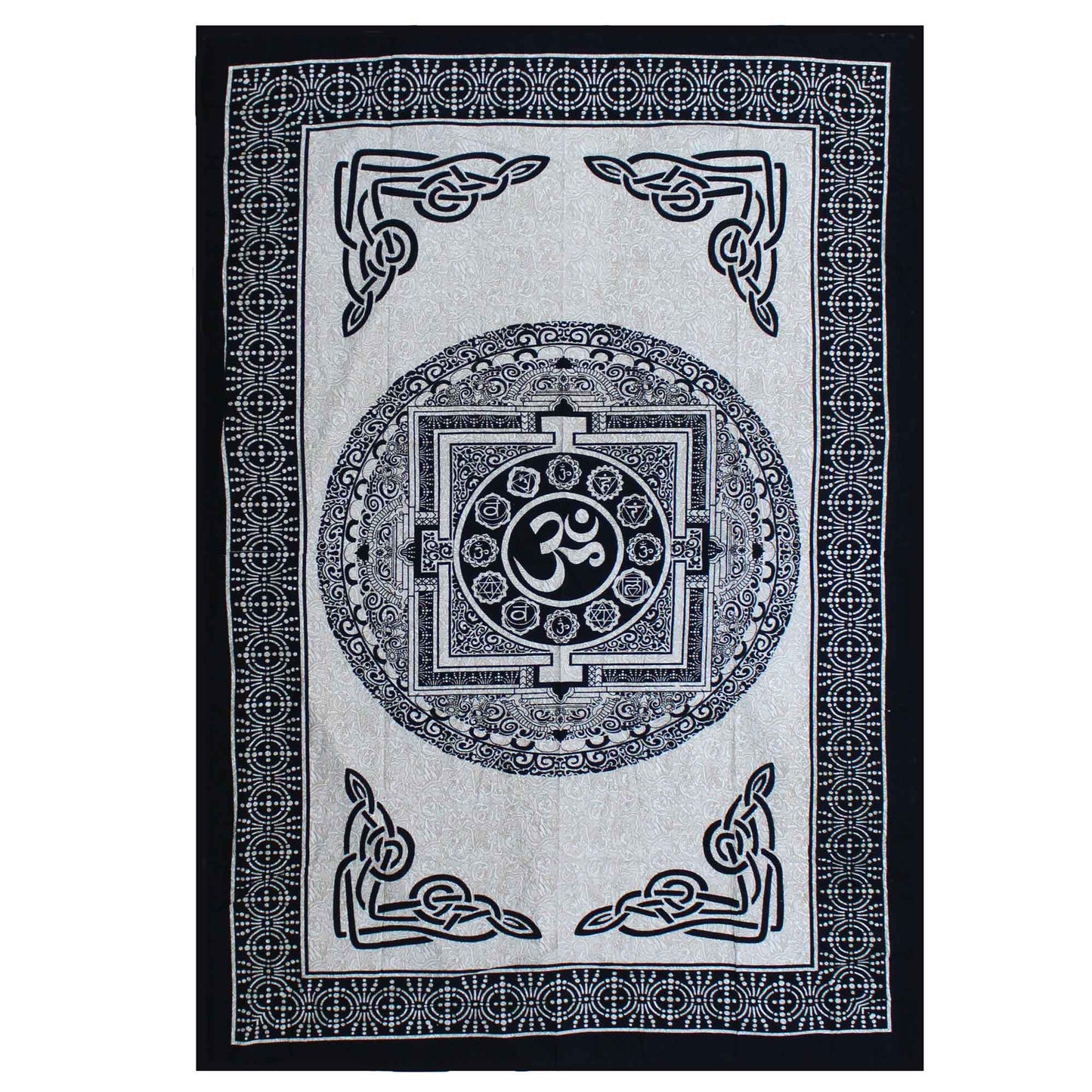 Single Bedspread/Wall Hanging - Mono - OM Mandala