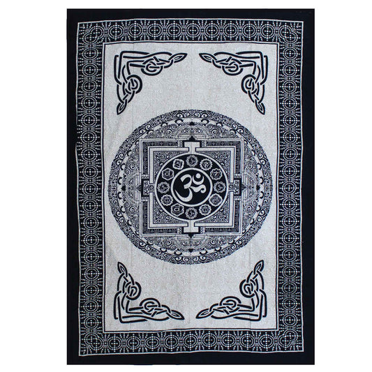 Single Bedspread/Wall Hanging - Mono - OM Mandala