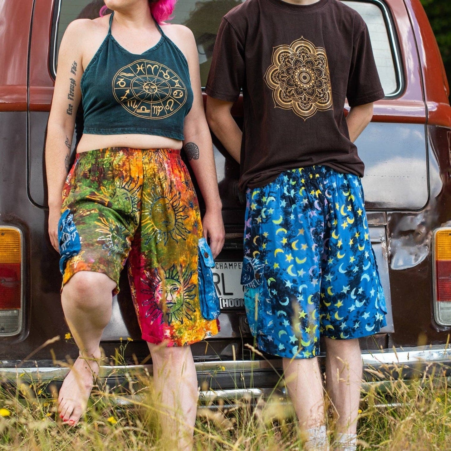 Campur Patch Combat Shorts: Rainbow