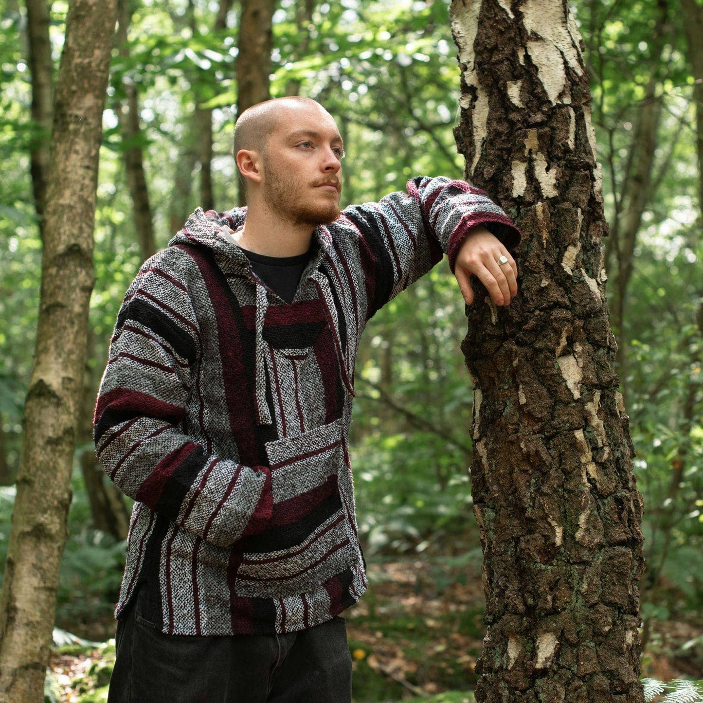 Baja Hoodie - Maroon Black and White