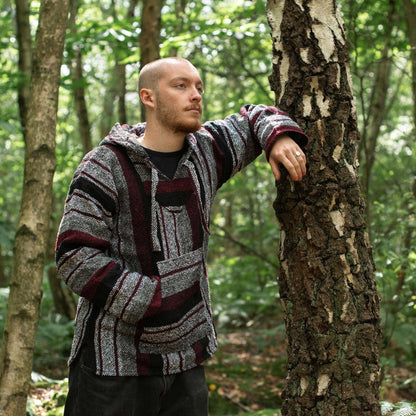 Baja Hoodie - Maroon Black and White