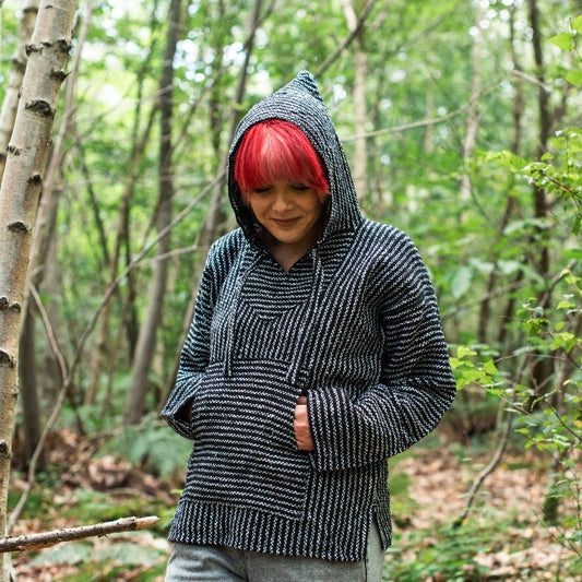 Baja Hoodie - Thin Black and White