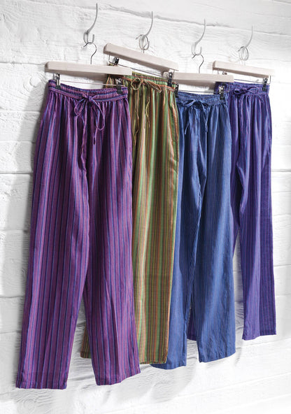 Unisex Cotton Stripe Trousers: Large (L)