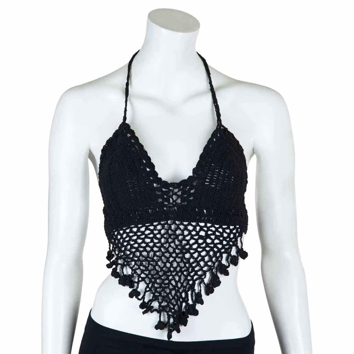 Tassel Crochet Bralette Top: White