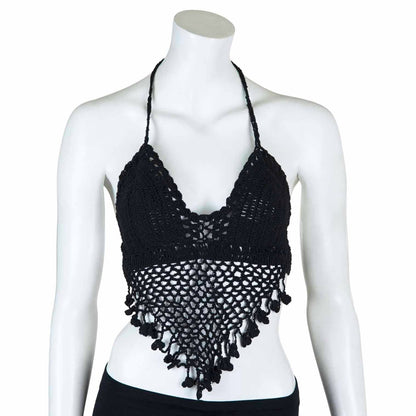 Tassel Crochet Bralette Top: White