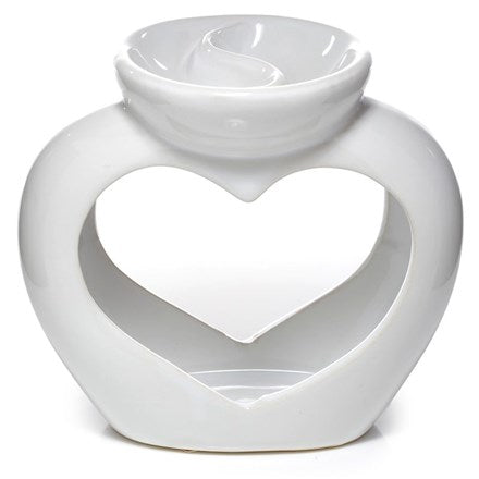 EDEN - HEART SHAPED DOUBLE DISH BURNER - WHITE